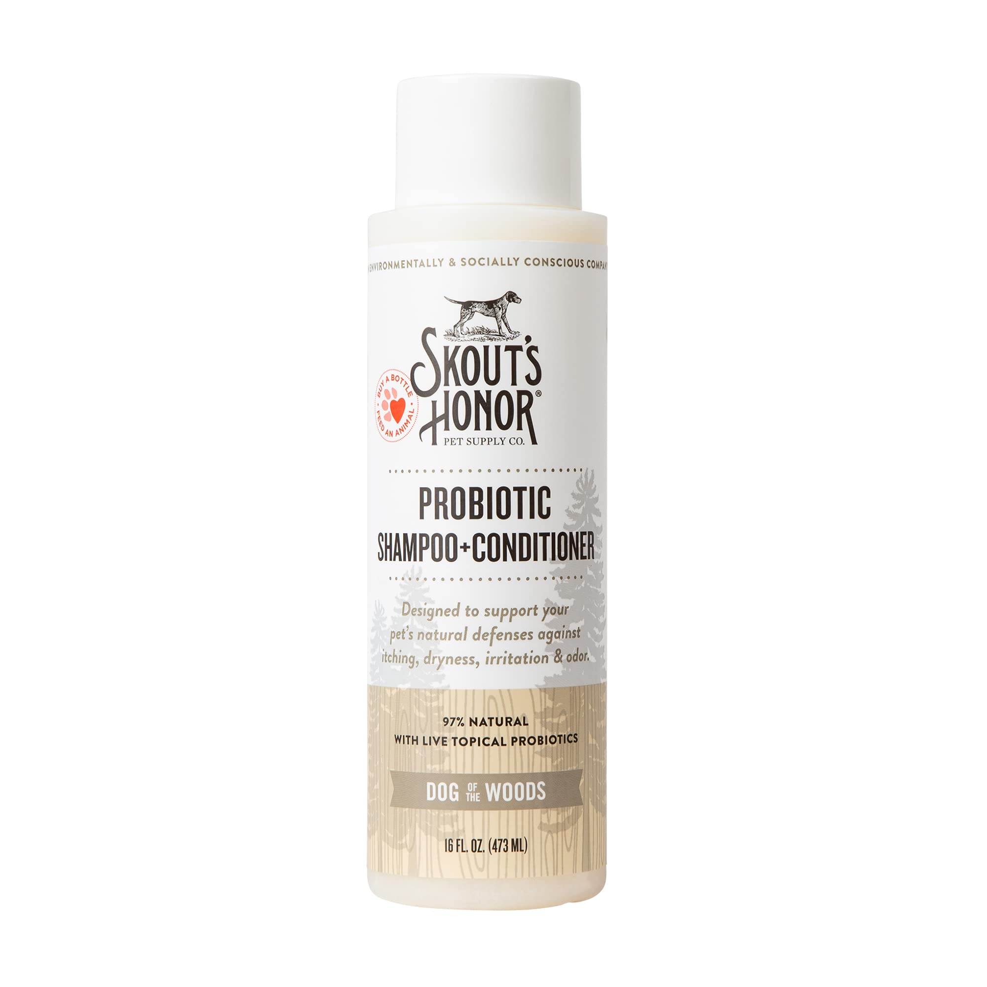 SKOUT'S HONOR front label showing 16 oz size and product benefits