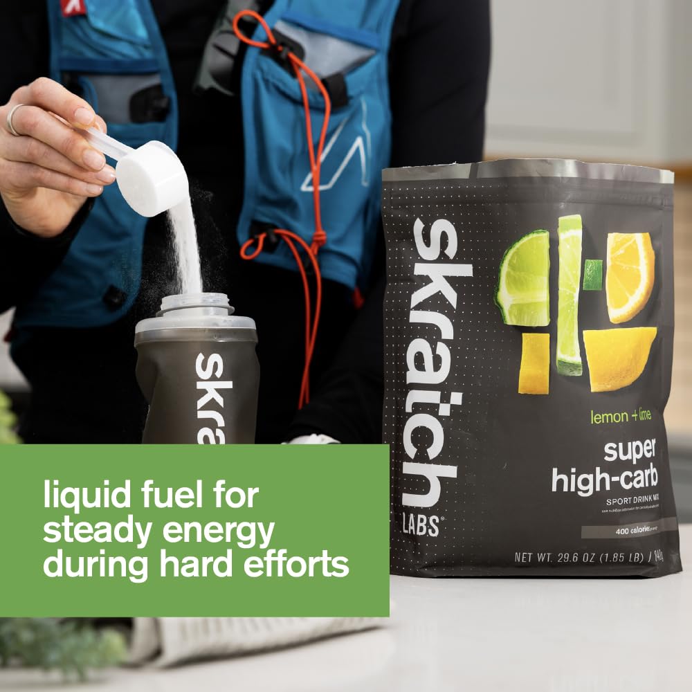 Skratch Labs lemons and limes beside packet highlighting real-fruit flavoring
