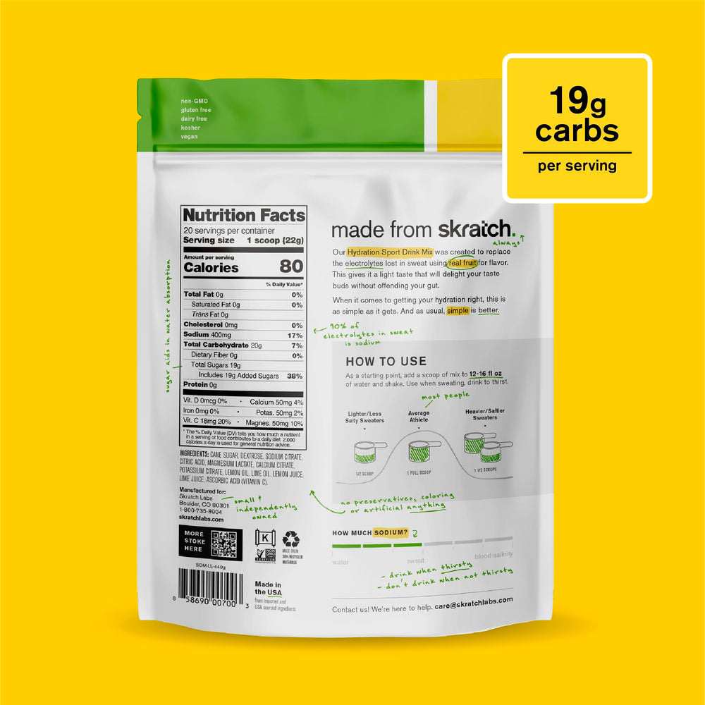 Skratch Labs powder close-up revealing fine texture and clean real-food ingredients for quick mixing