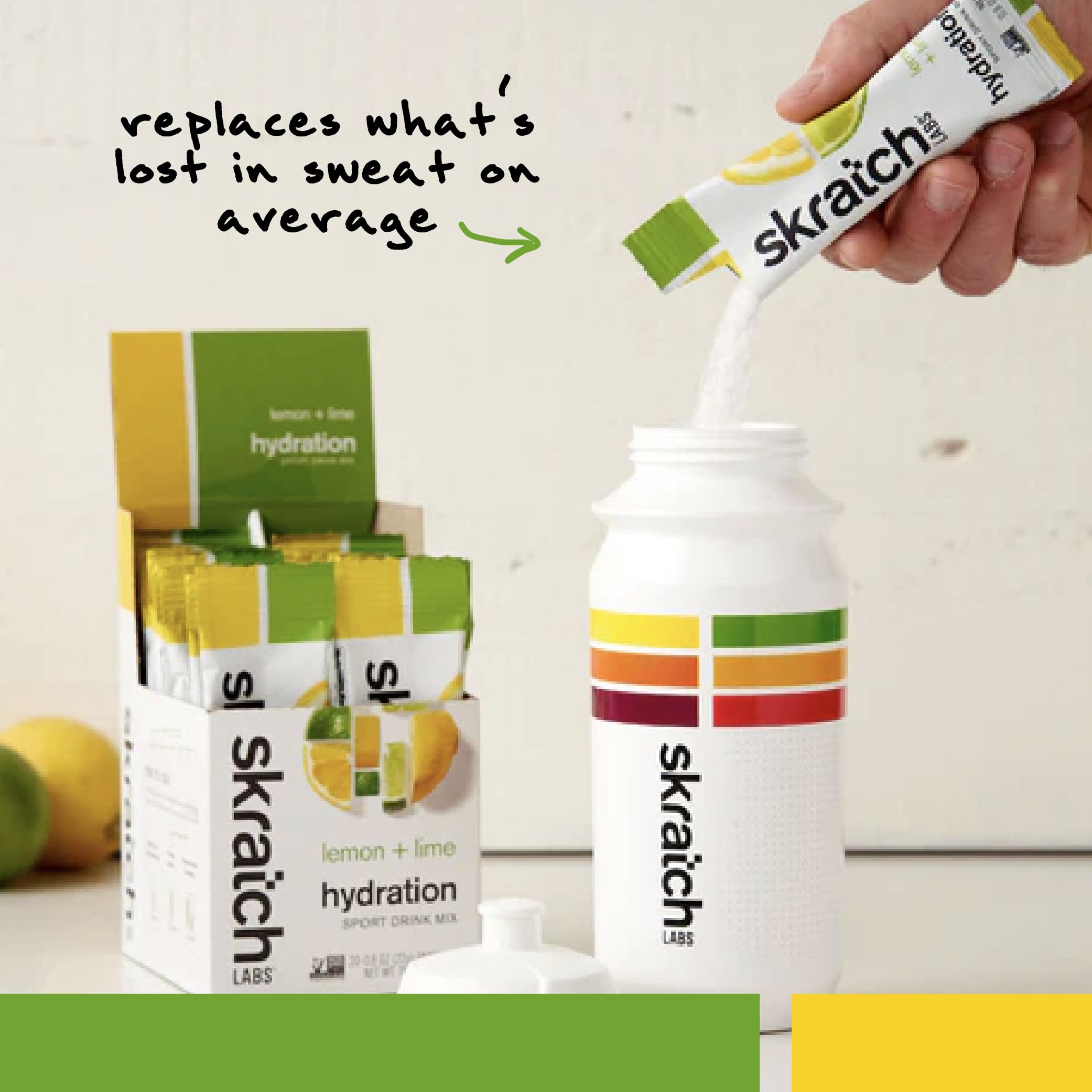 Skratch Labs packet in hand ready to mix, convenient for athletes