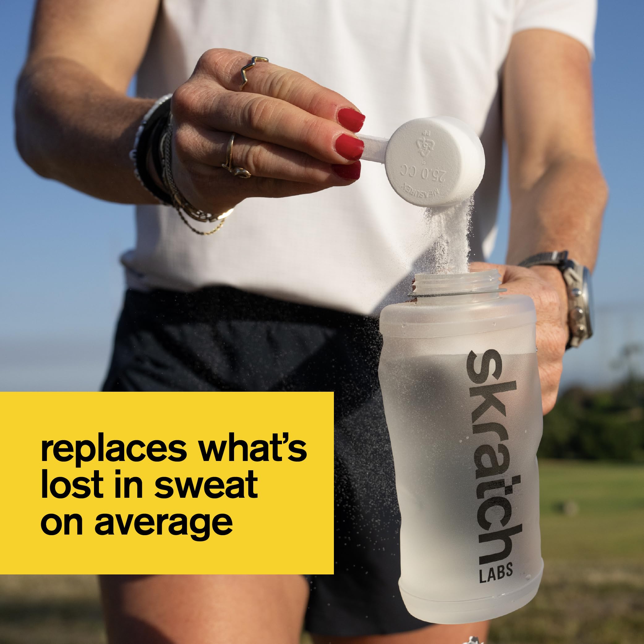 Skratch Labs mixed strawberry lemonade in glass for refreshing hydration