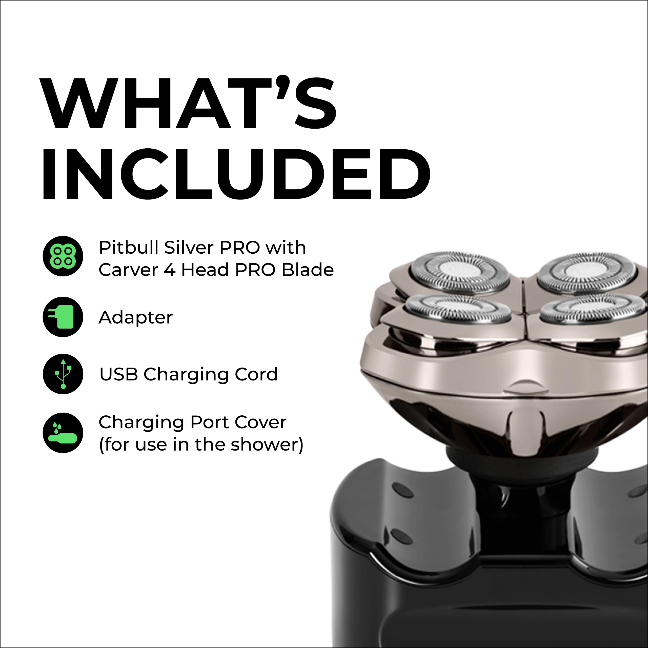 Skull Shaver battery indicator lit showing long runtime confidence