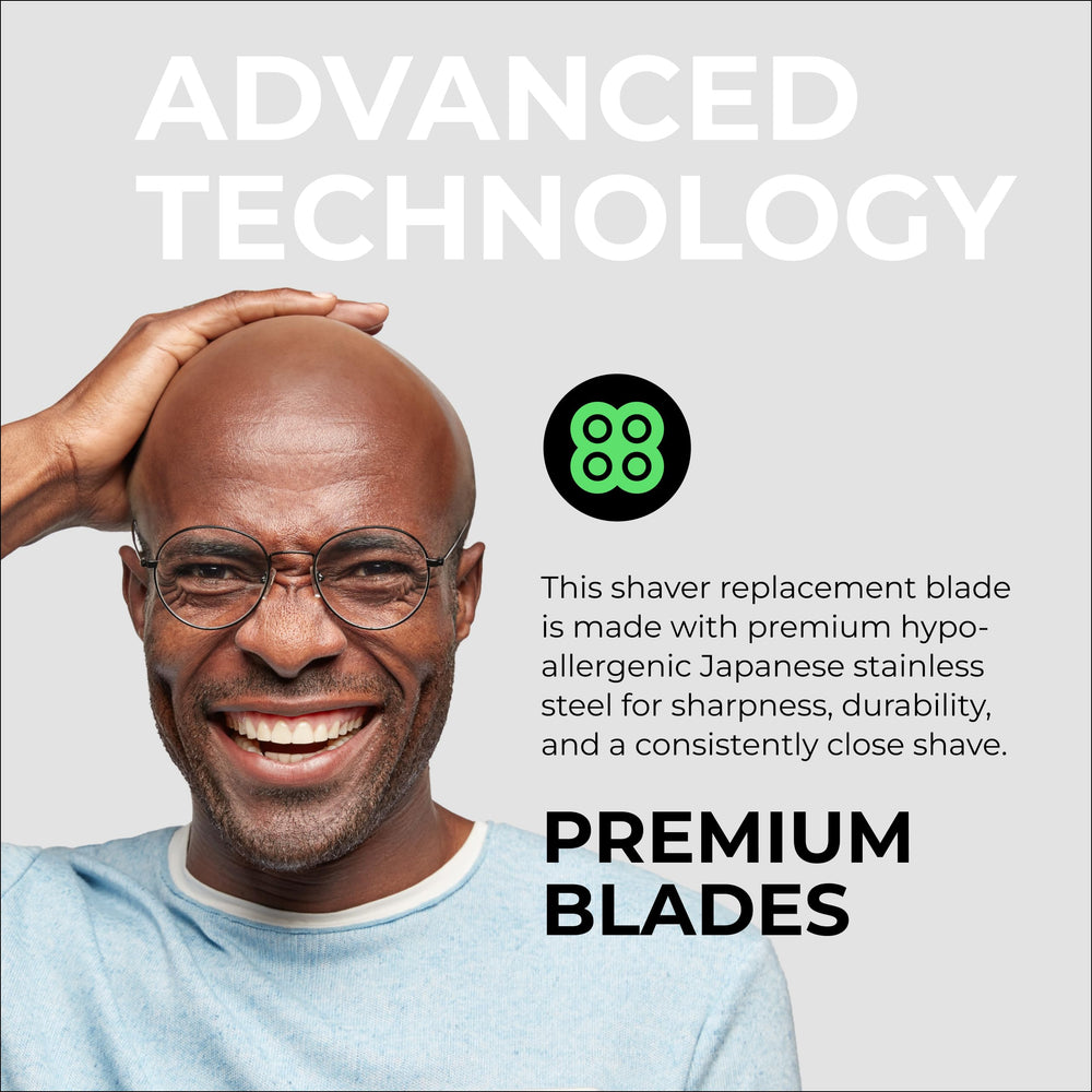 Skull Shaver spring-loaded blade detail reducing pull and irritation