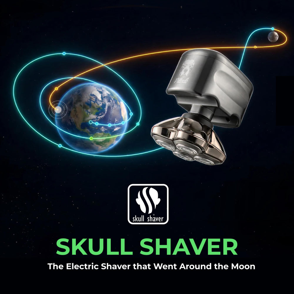 Skull Shaver in bathroom lifestyle setting demonstrating shower-safe use