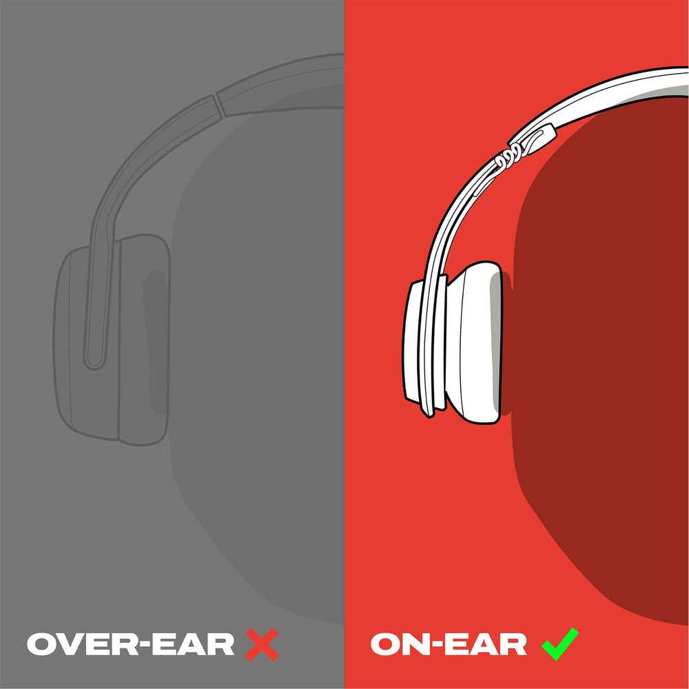 Skullcandy Icon 180 next to a hand for size comparison and portability view