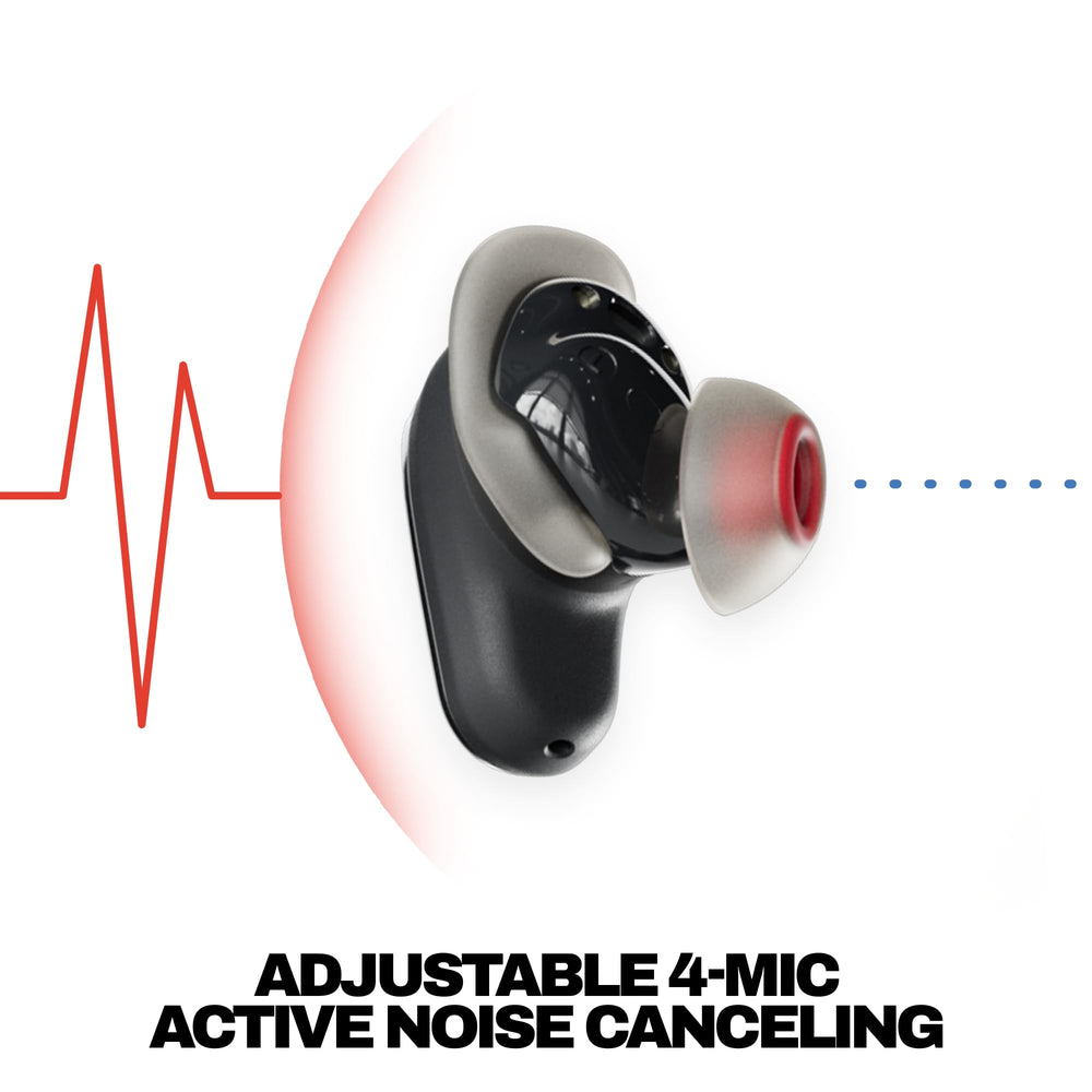 Skullcandy charging case open showing earbuds and extended battery