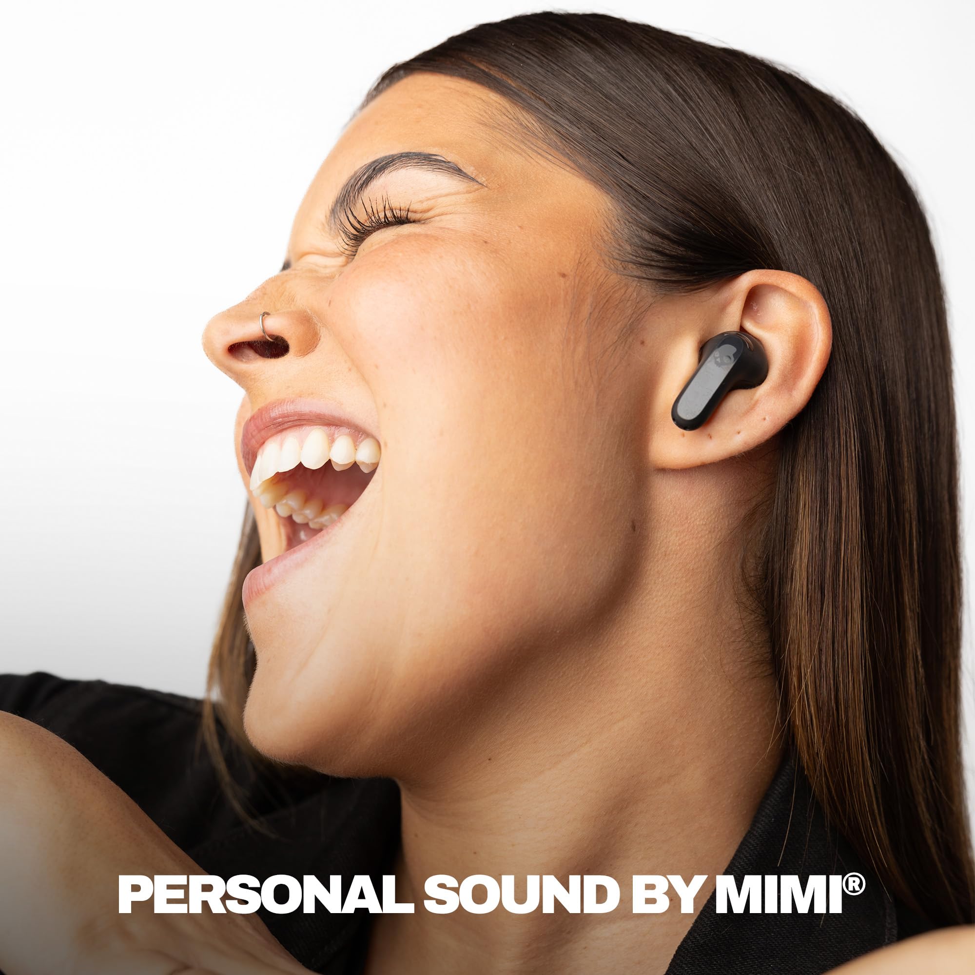 Skullcandy earbuds worn in-ear during run offering secure fit benefit