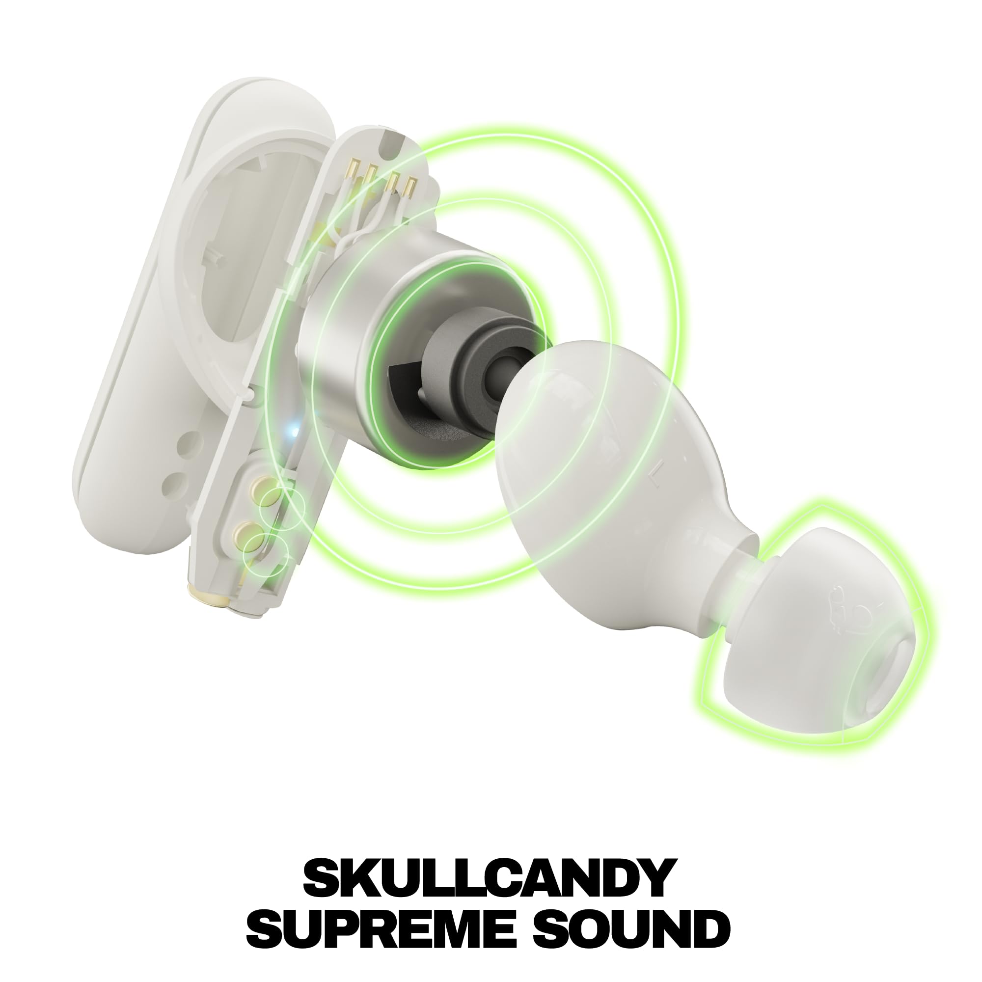 Skullcandy Smokin’ Buds touch control use on earbud for quick playback control