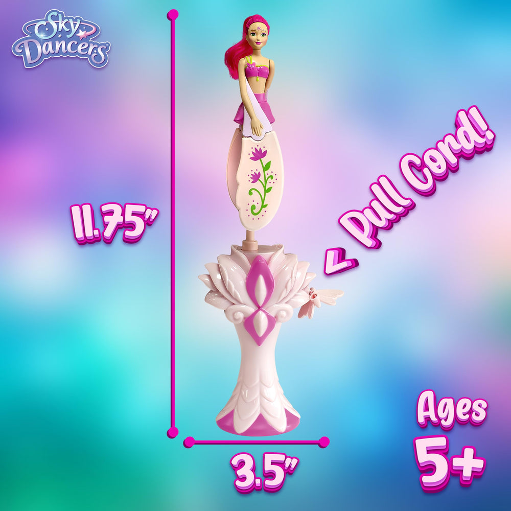 Sky Dancers doll in hand for scale showing lightweight design and easy portability