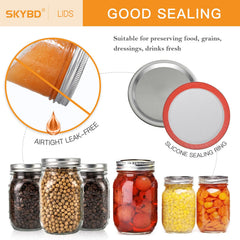 SKYBD lid installed on Ball jar during canning demonstrating airtight benefit