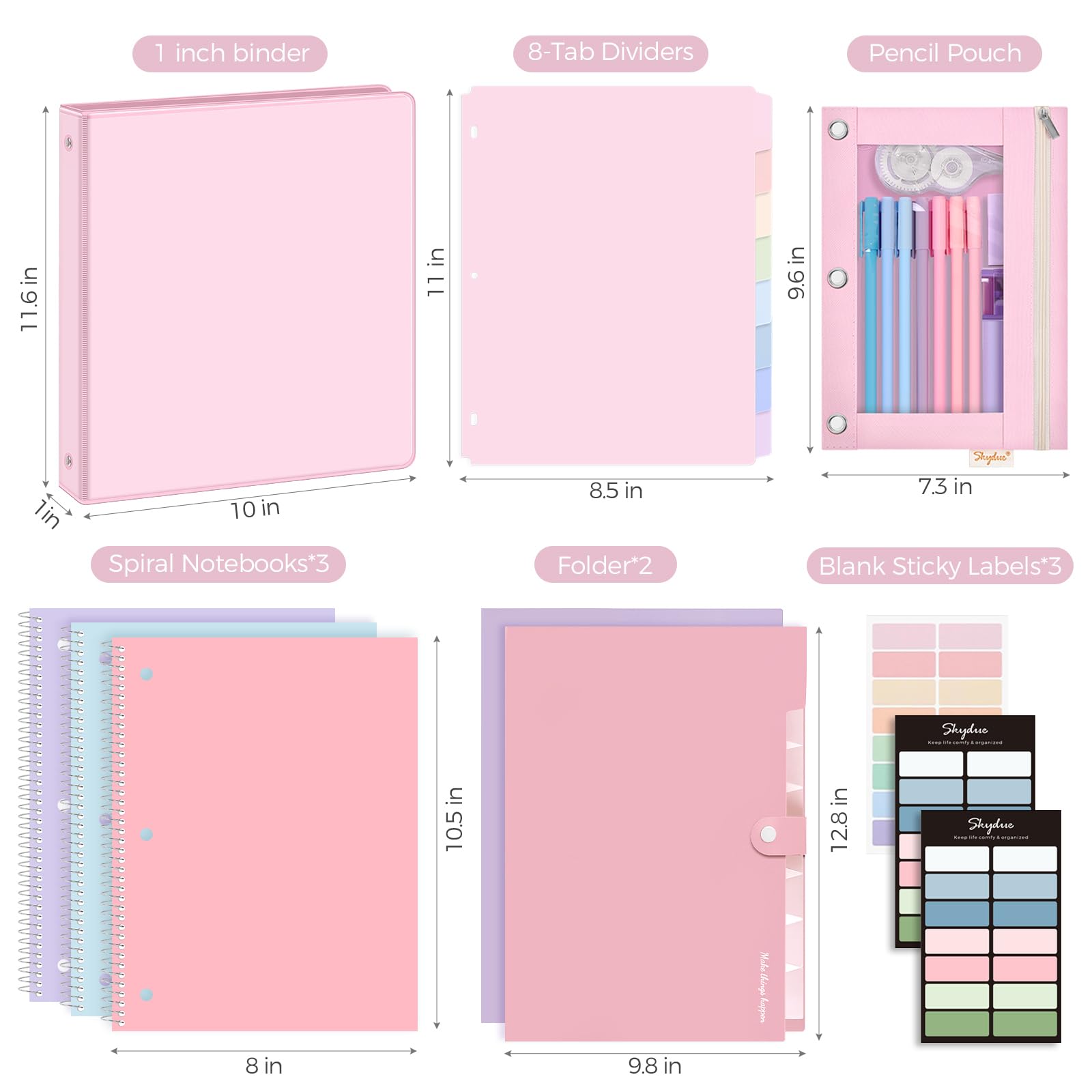 SKYDUE close-up of pre-punched spiral notebooks for easy insertion benefit