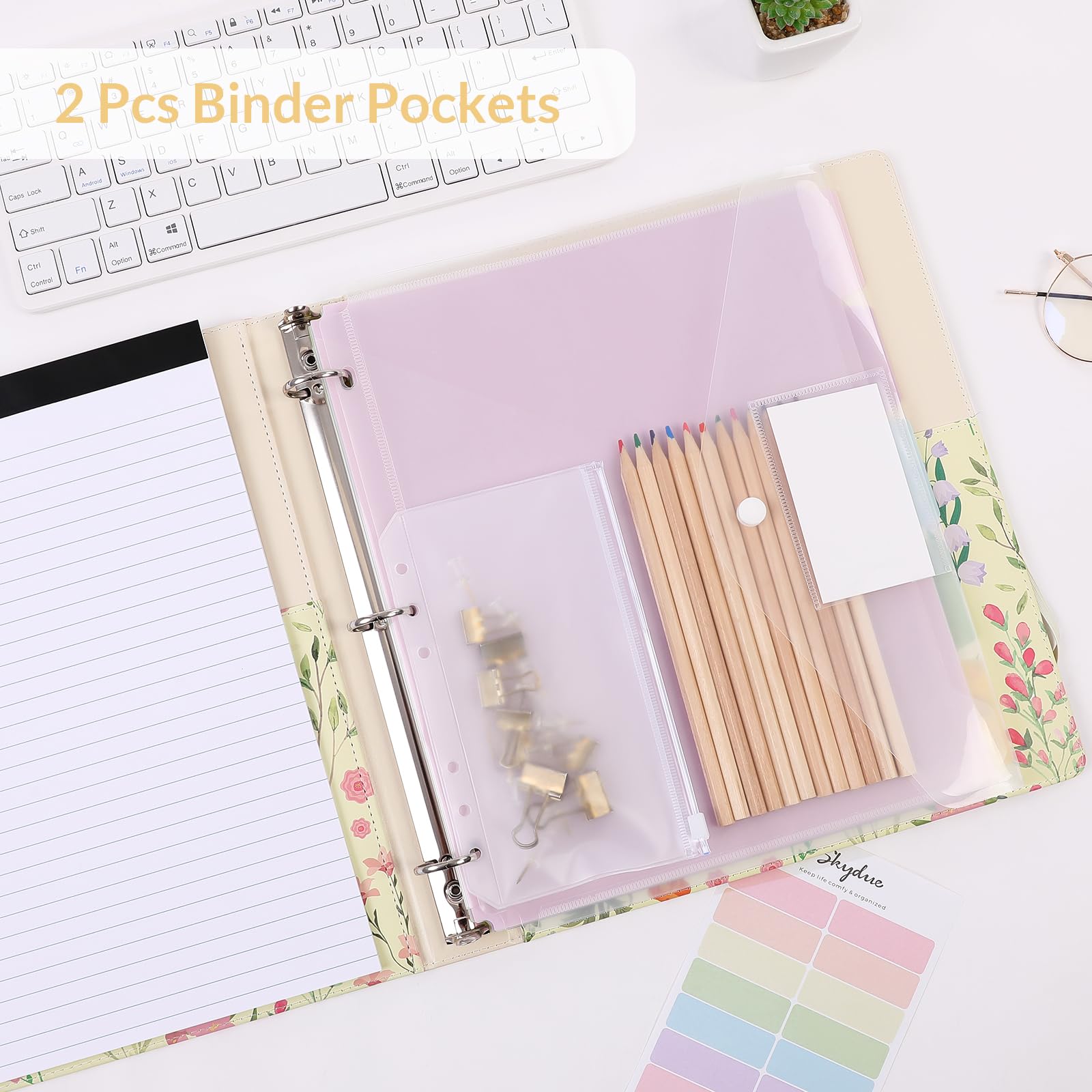 SKYDUE open layout displaying dividers pockets and rings for fast access benefit