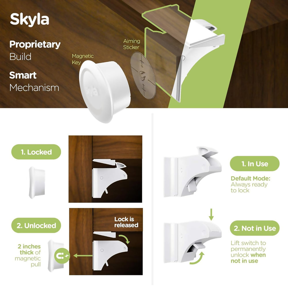 Skyla Homes latch mechanism inline view revealing concealed safety hardware
