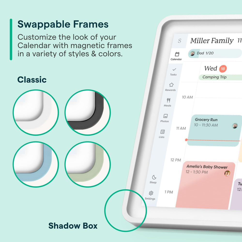 Skylight showing photo screensaver to personalize the calendar and brighten space