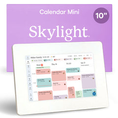 Skylight Calendar Mini front view showing organized color-coded family schedule and clear display