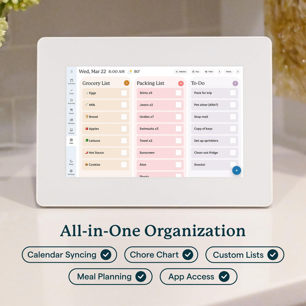 Hand touching the Skylight touchscreen updating an event quickly to show easy remote control