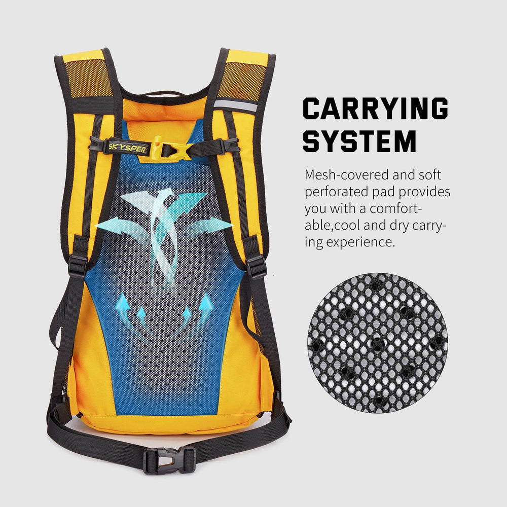SKYSPER breathable back panel and padded straps showing comfort and reduced sweat benefits
