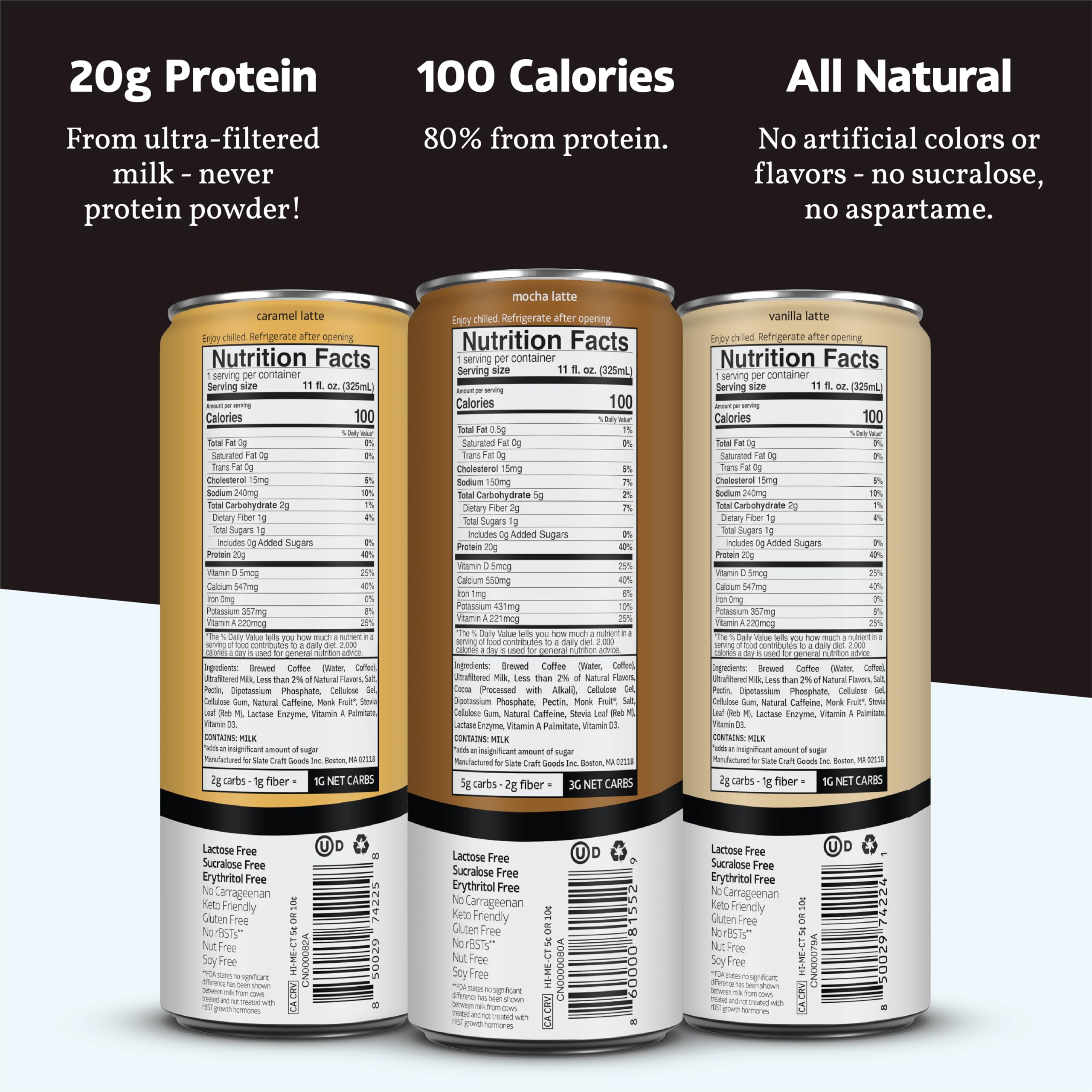 Slate canned lattes inside a backpack showing on-the-go protein and caffeine convenience