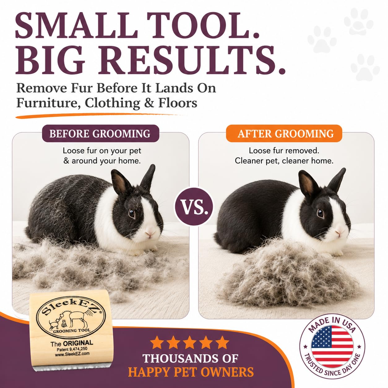 SleekEZ grooming a short-coated cat for smoother, cleaner coat