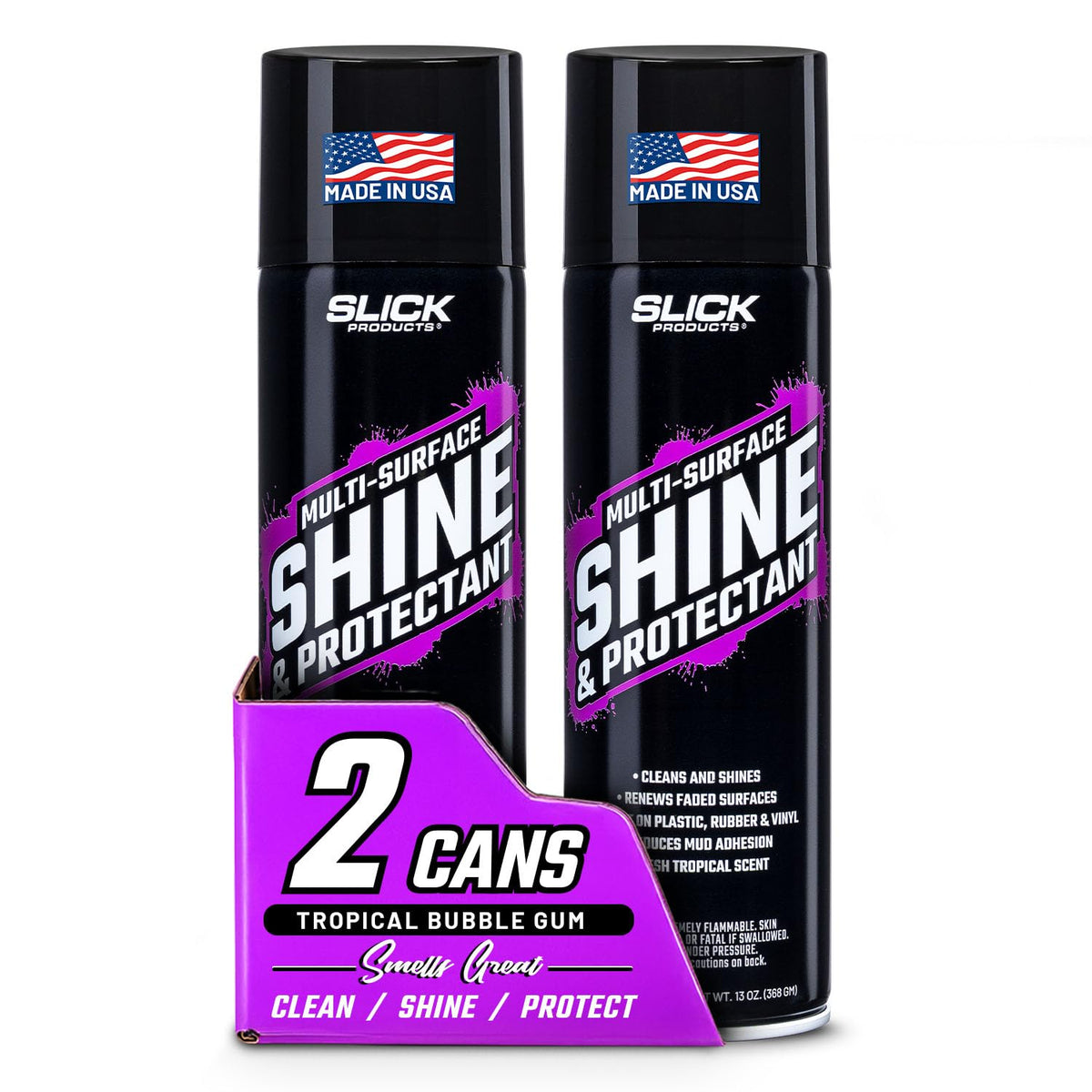 Slick Products front packaging 2-pack showing bottles and labels, professional finish benefit