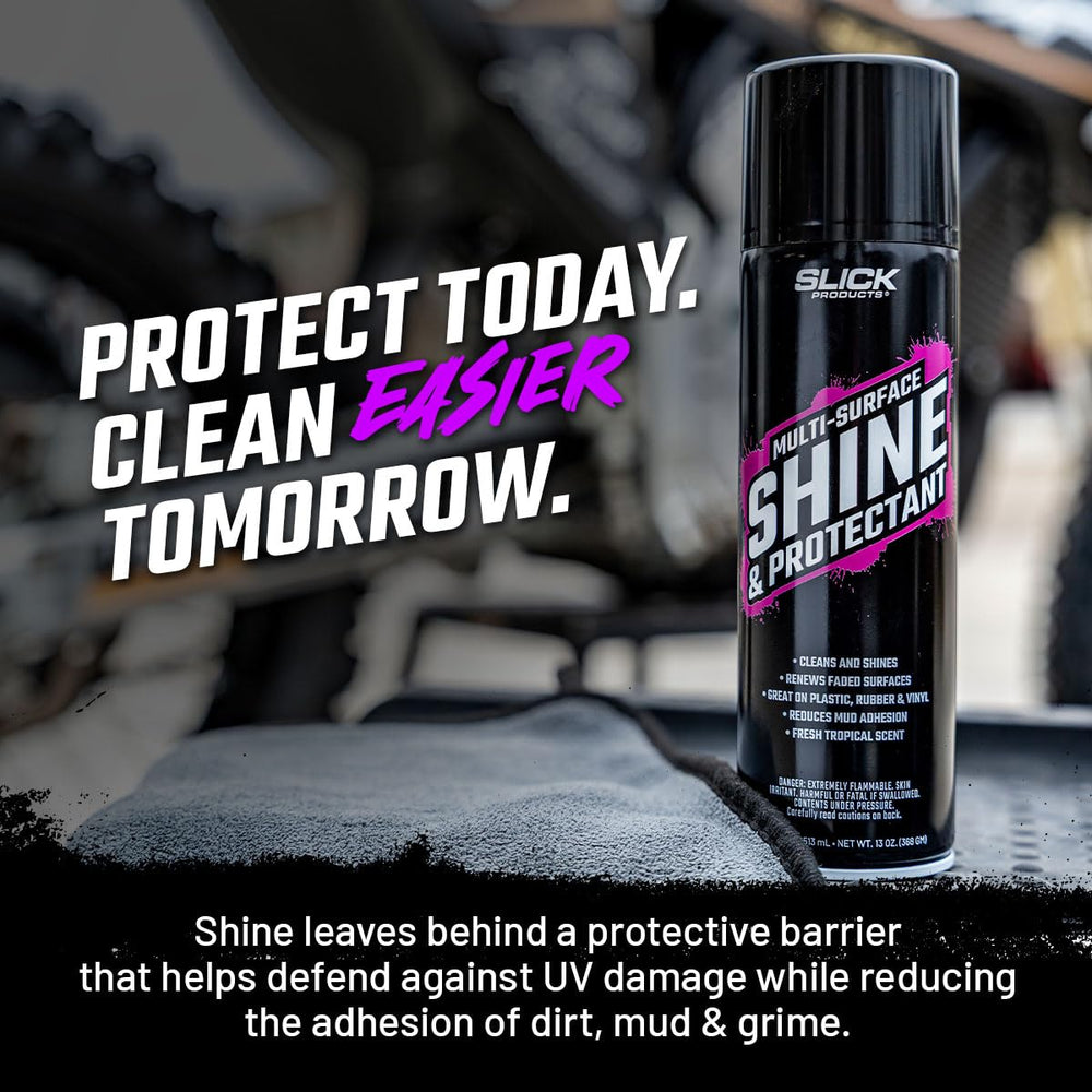 Slick Products texture close-up highlighting smooth glossy surface and UV protection benefit