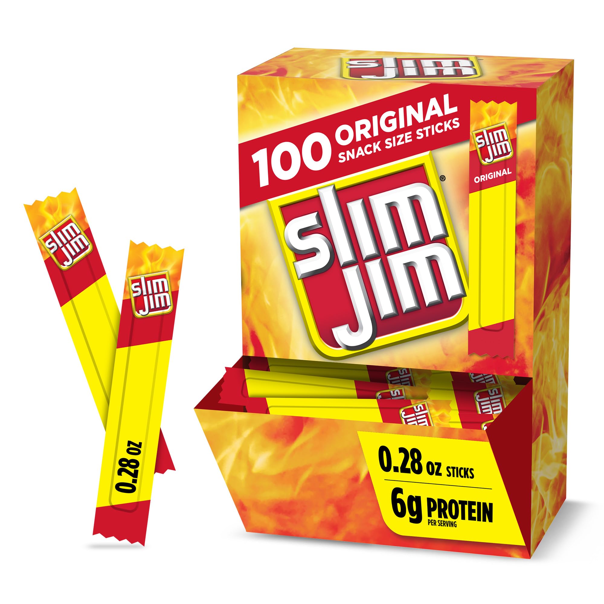 Slim Jim front box view showing 100-count supply and bold packaging benefit