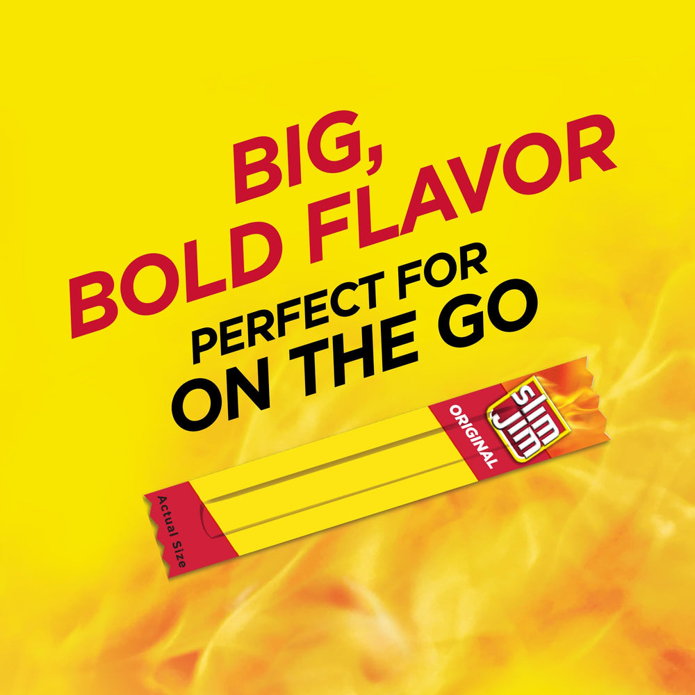 Slim Jim label and nutrition panel highlighting ingredients and protein benefit