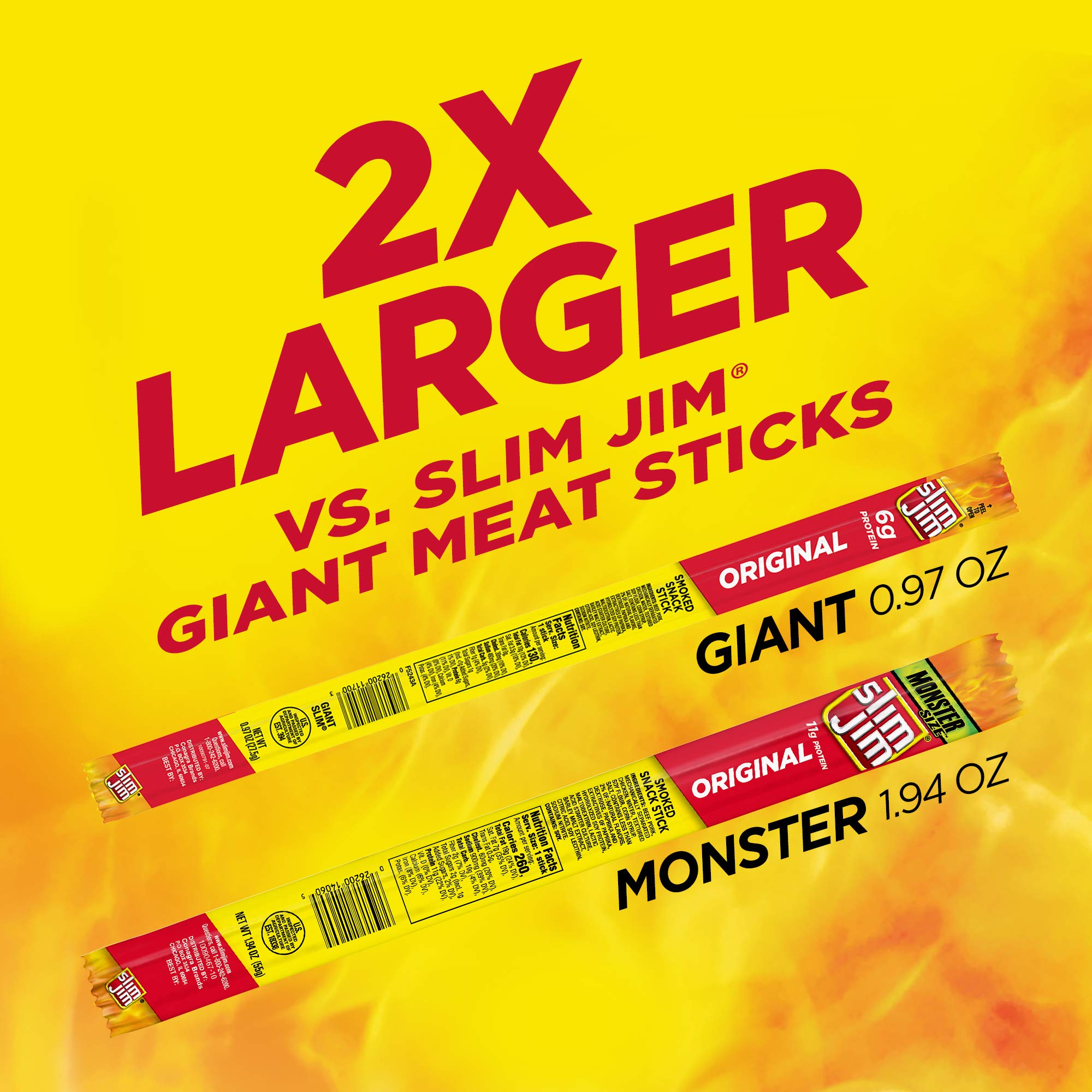 Slim Jim open box revealing individually wrapped Monster sticks for easy access