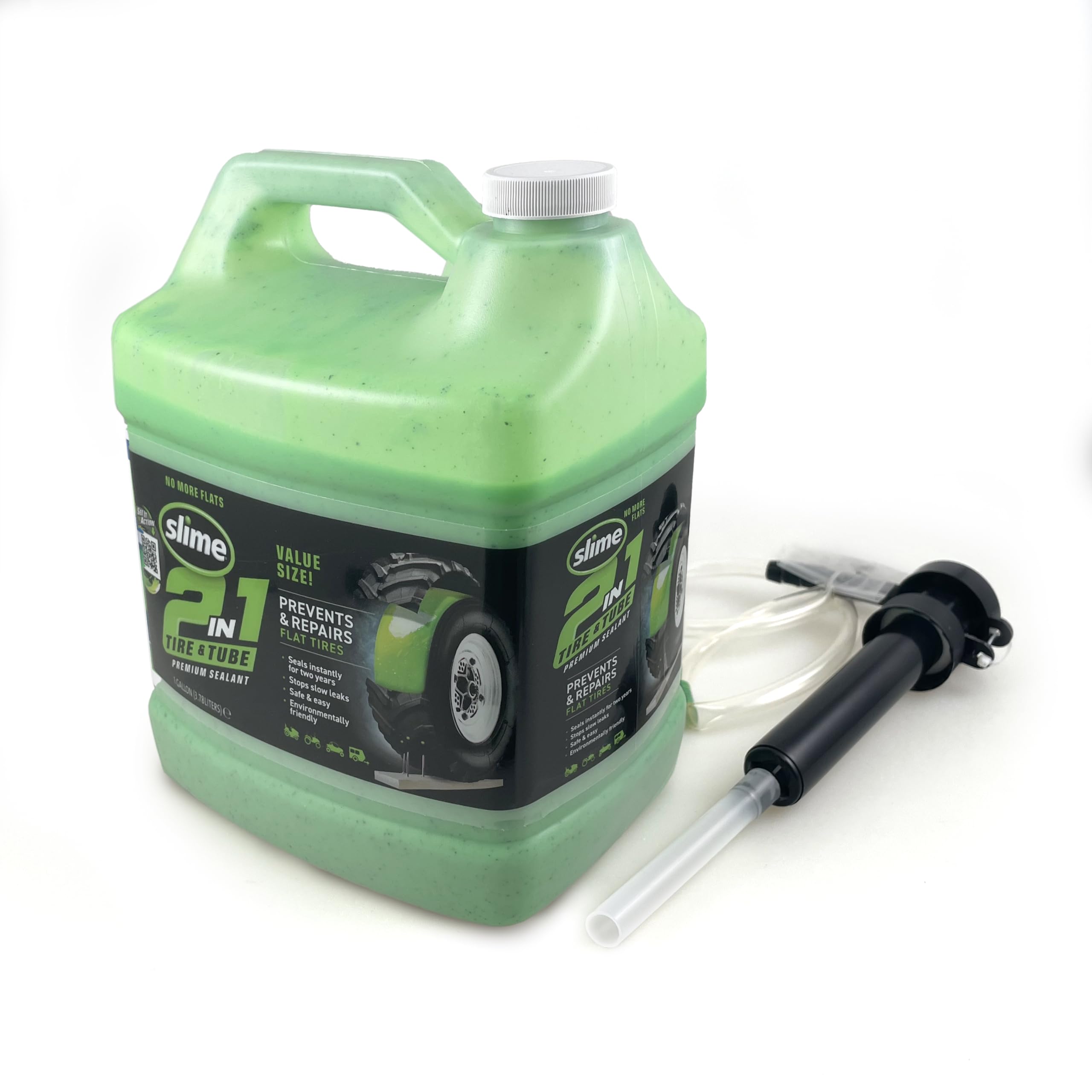 Slime 1 gallon front label showing brand and product benefits