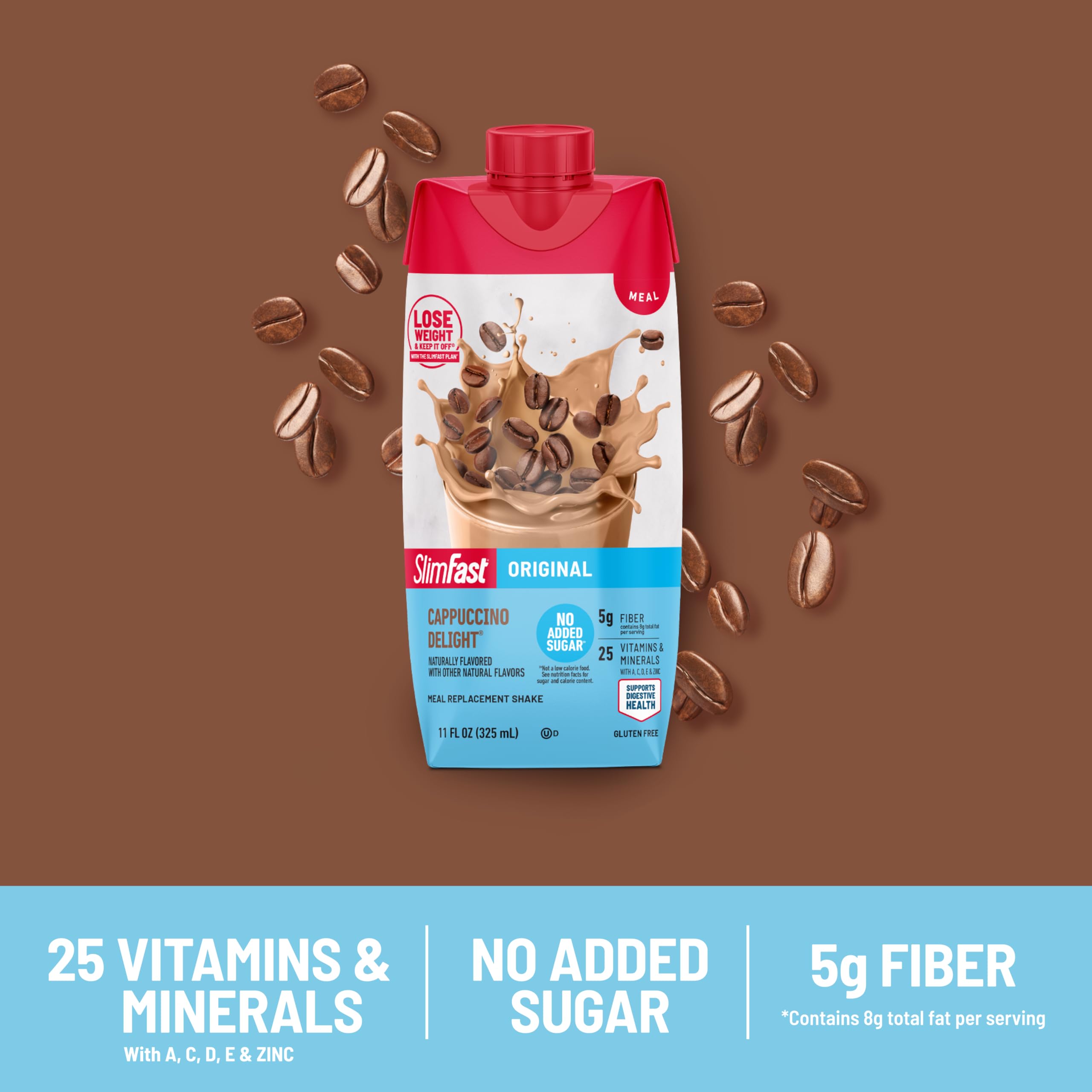 SlimFast bottle beside a 100-calorie snack to show meal pairing