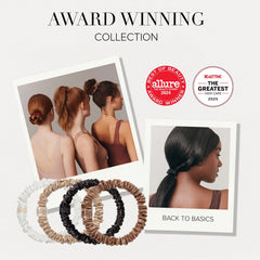 SLIP scrunchie holding a sleek ponytail with secure hold and polished look benefit