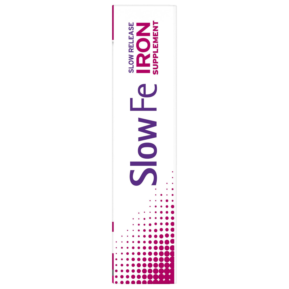 Slow Fe 60-count bottle side view displaying quantity for month-long supply