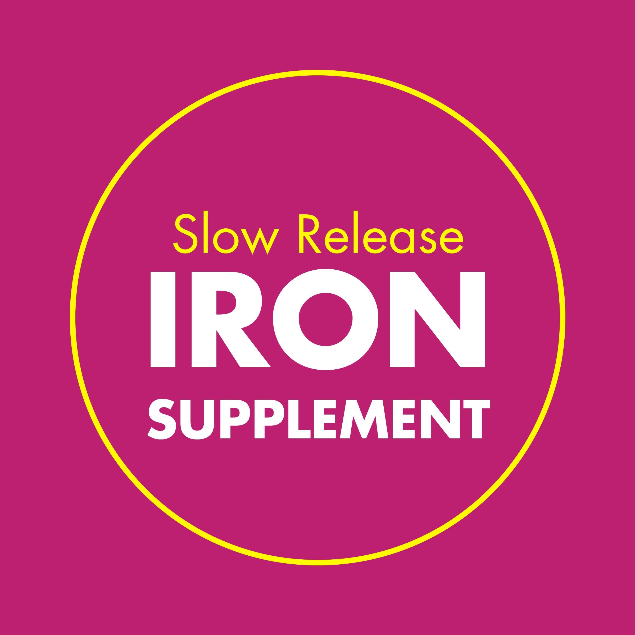 Slow Fe tablet close-up highlighting size and smooth texture for easy swallowing