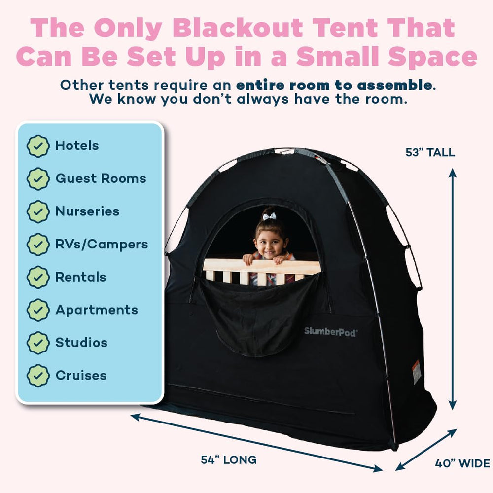 SlumberPod folded in travel tote for effortless portability