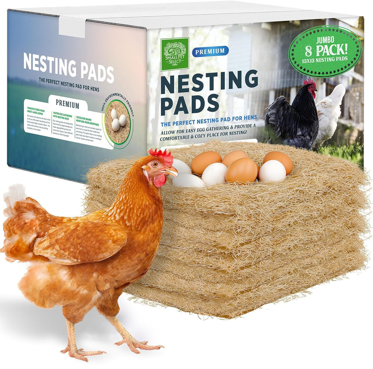 Small Pet Select front packaging showing 8-pack and compostable benefit