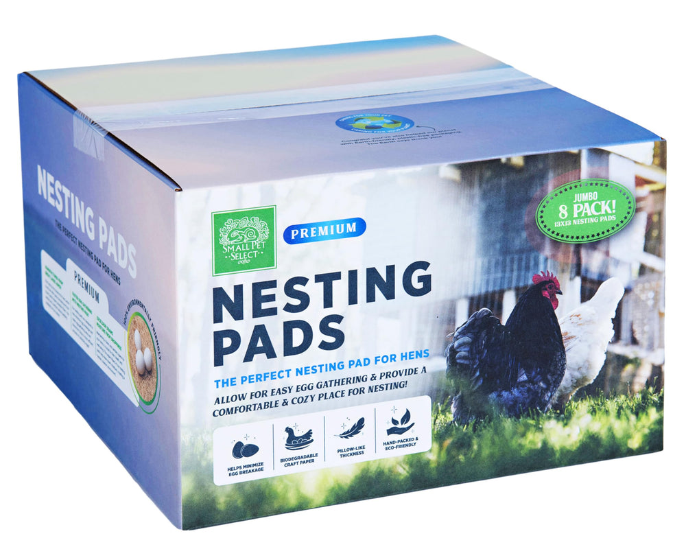 Small Pet Select pad in backyard coop showing tidy, hygienic nests benefit