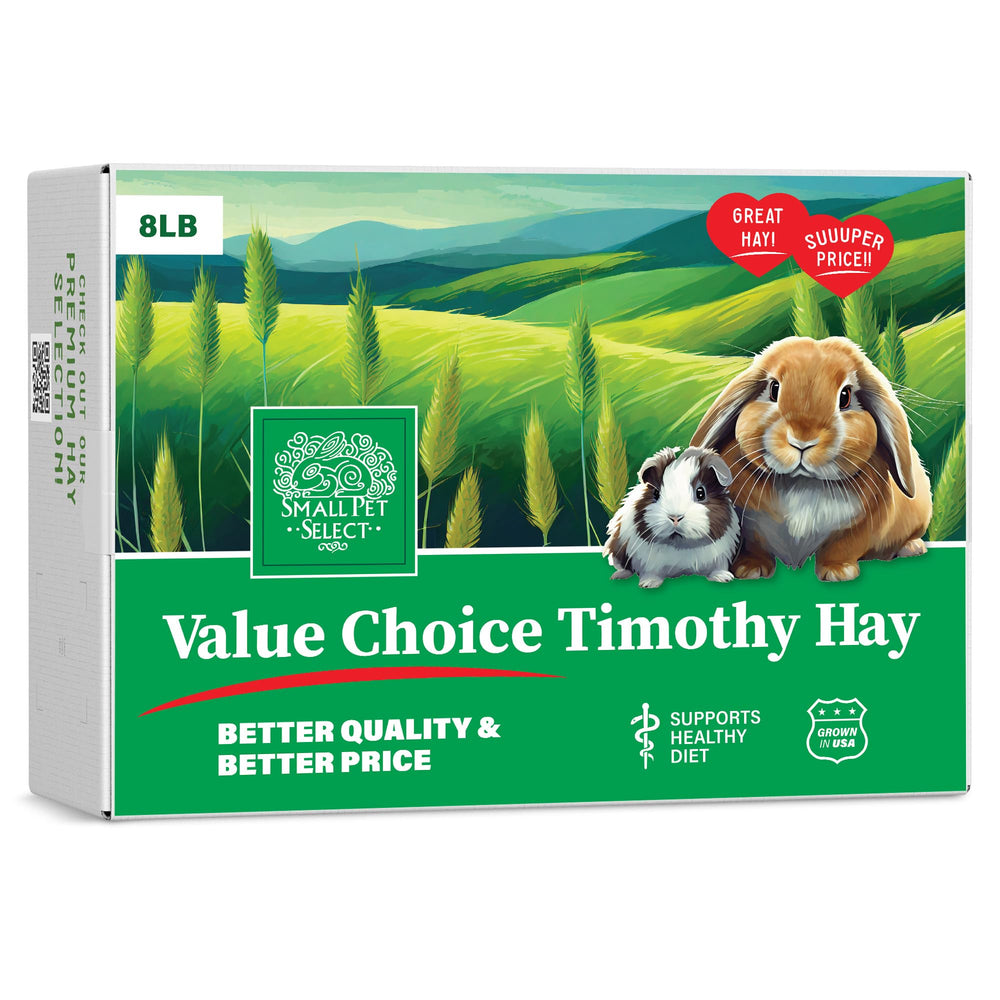 Small Pet Select value choice hay front box showing label and recyclable packaging benefit