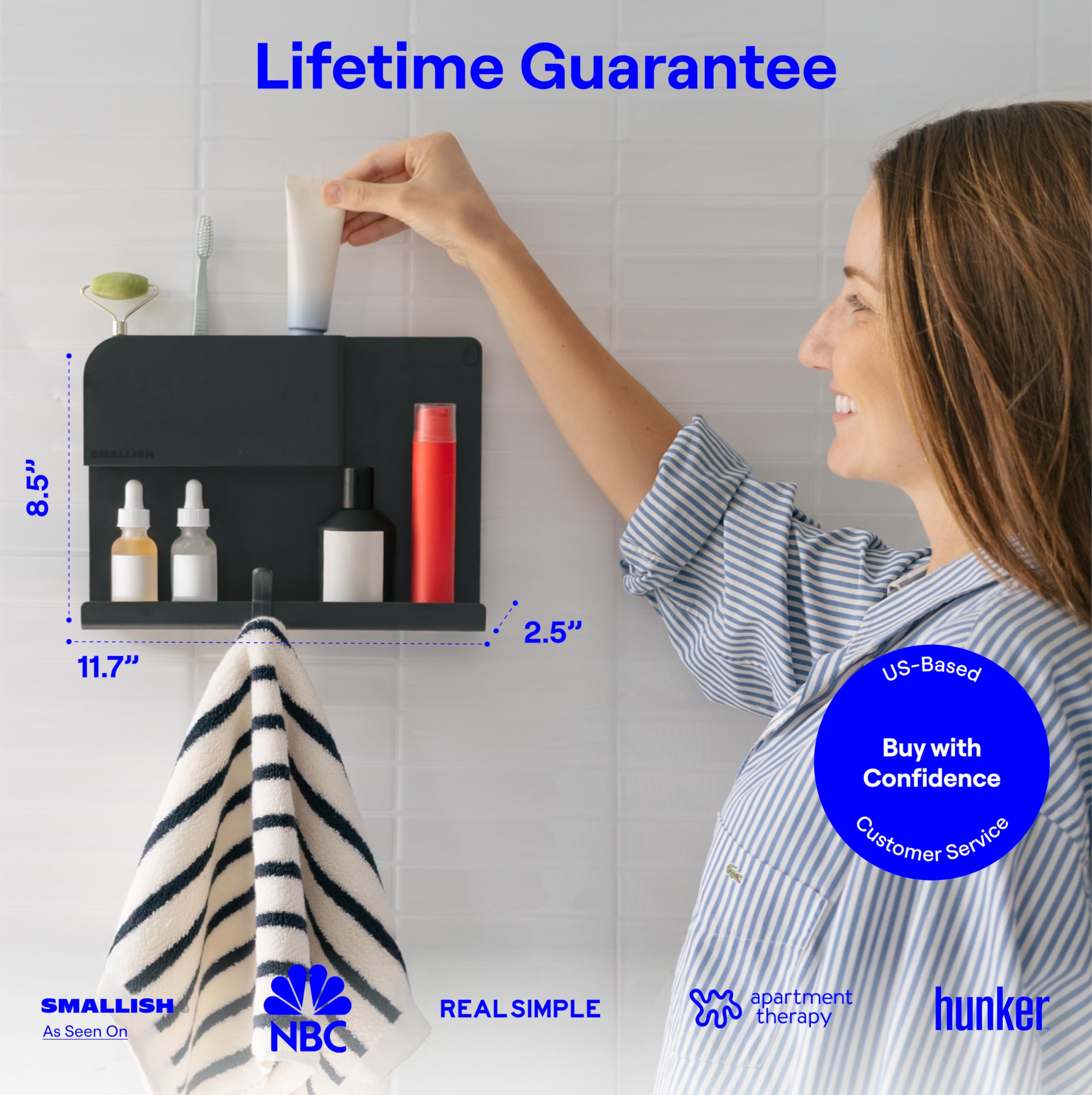 Smallish in dorm room setting illustrating stylish organization and renter-friendly benefit