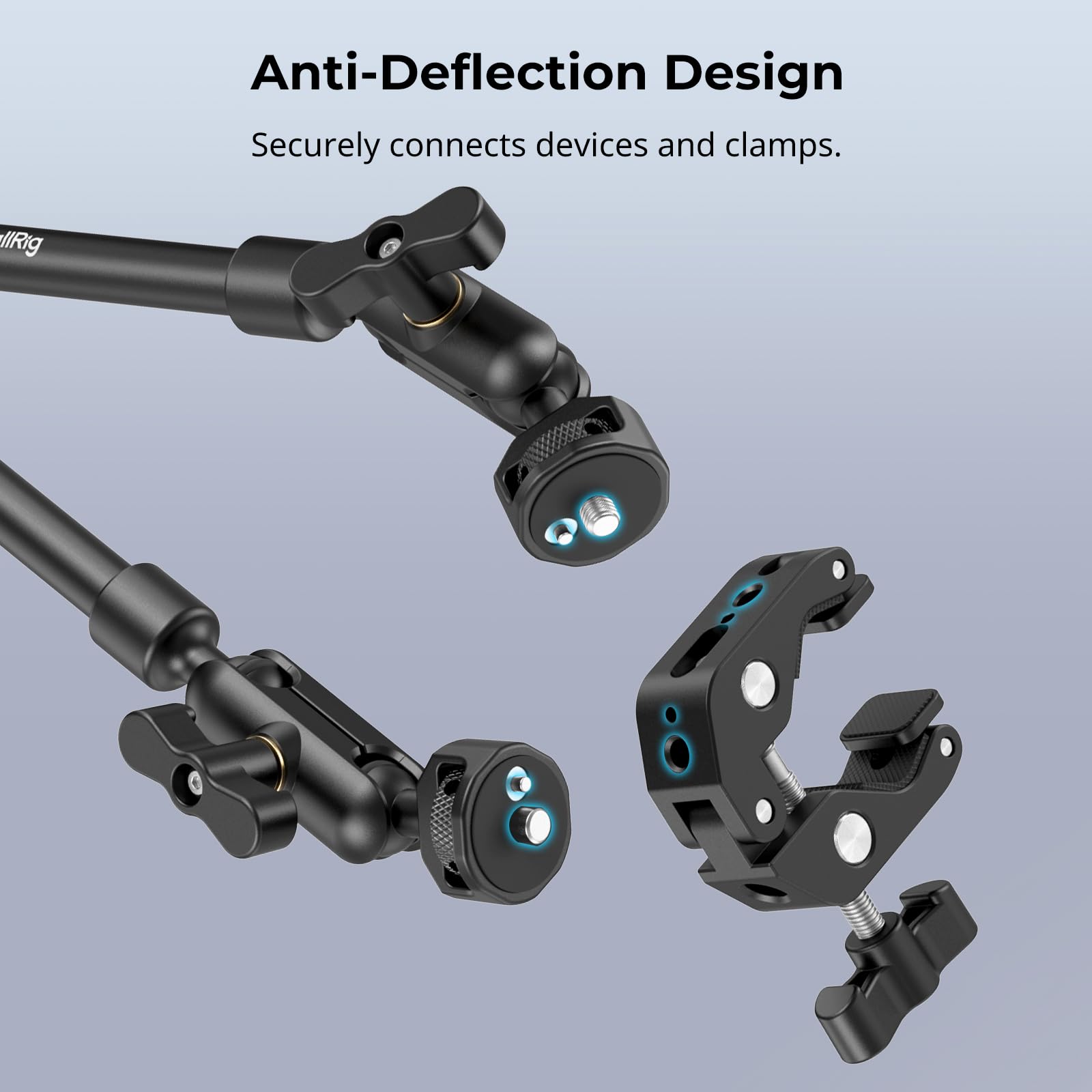 SMALLRIG magic arm mounted overhead capturing a tabletop scene