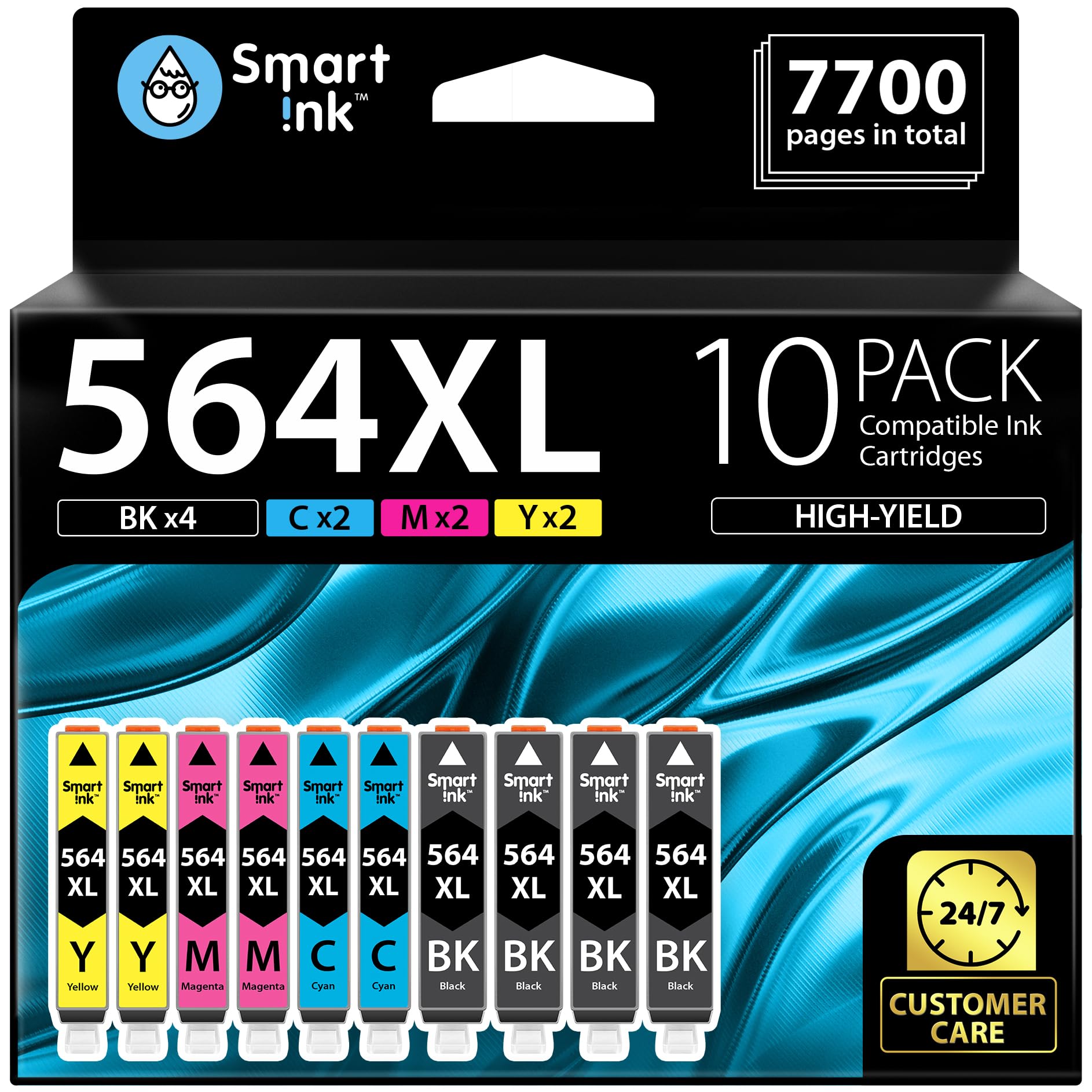 Smart Ink front packaging showing 10 high-yield cartridges and cost savings