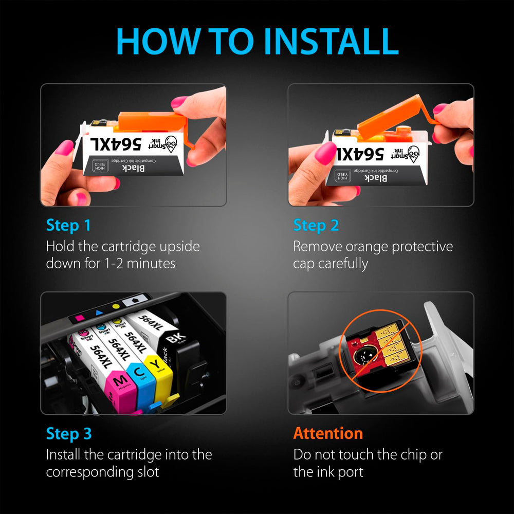 Smart Ink label and chip detail demonstrating compatibility and correct fit