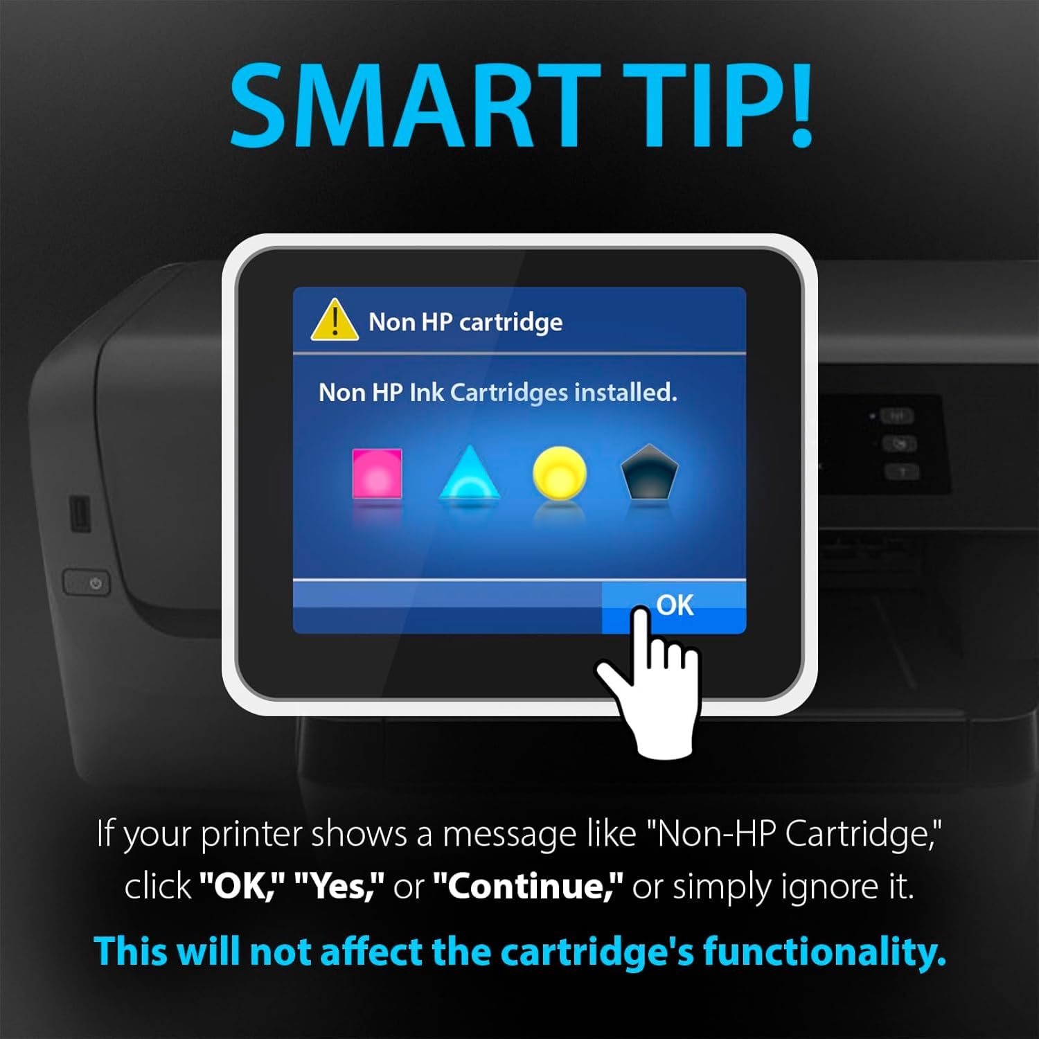 Smart Ink cartridges next to a ruler to show genuine XL size capacity