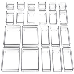 SMARTAKE front view of 22-piece clear organizer set showing all sizes for quick selection
