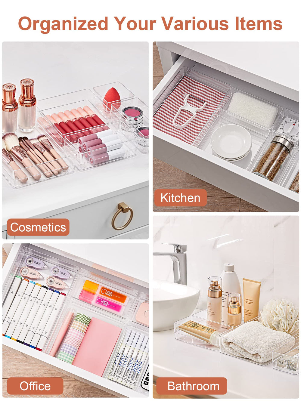 SMARTAKE kitchen utensil drawer with trays separating tools for faster meal prep