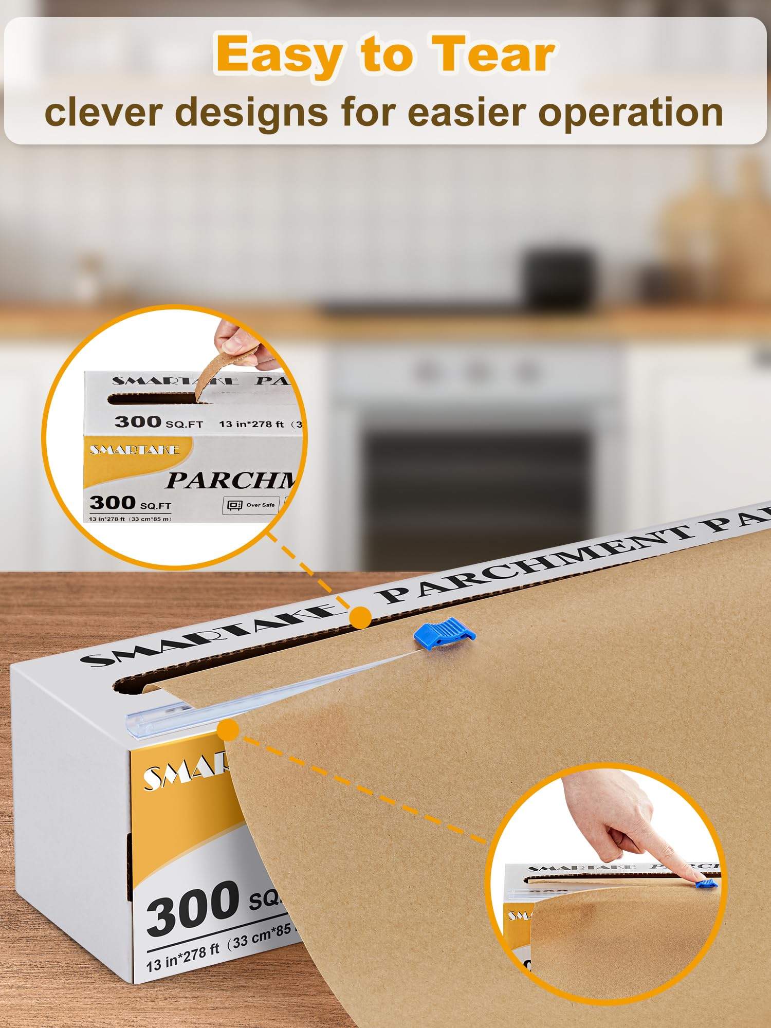 SMARTAKE packaging and label displaying product specs and food-safe information