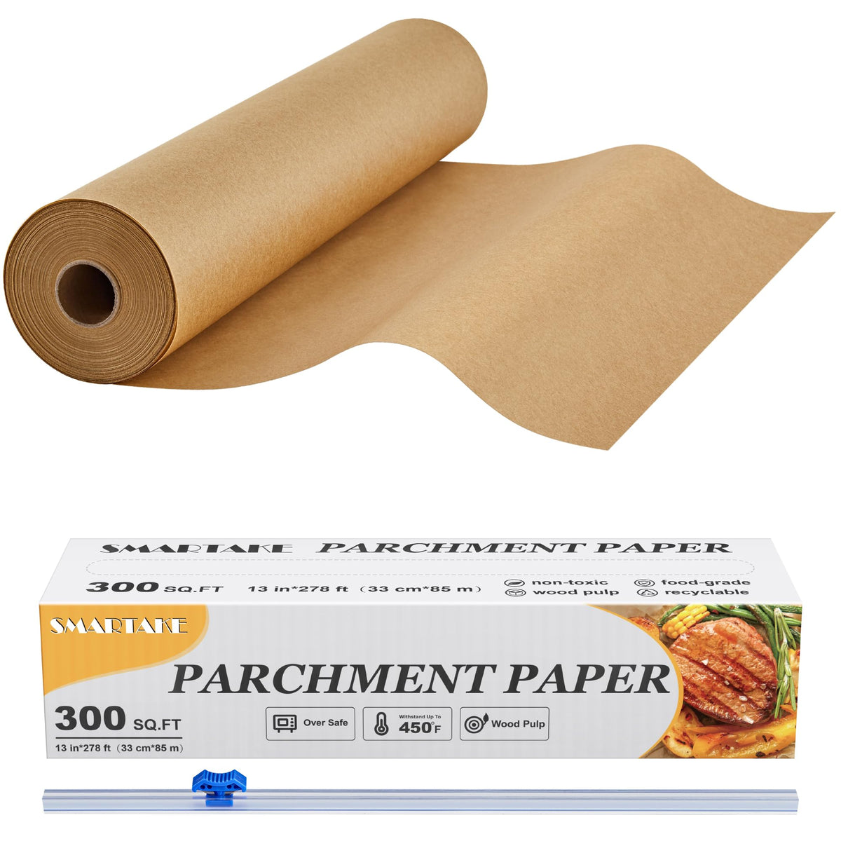 SMARTAKE roll front view showing full width and length, convenient for large trays