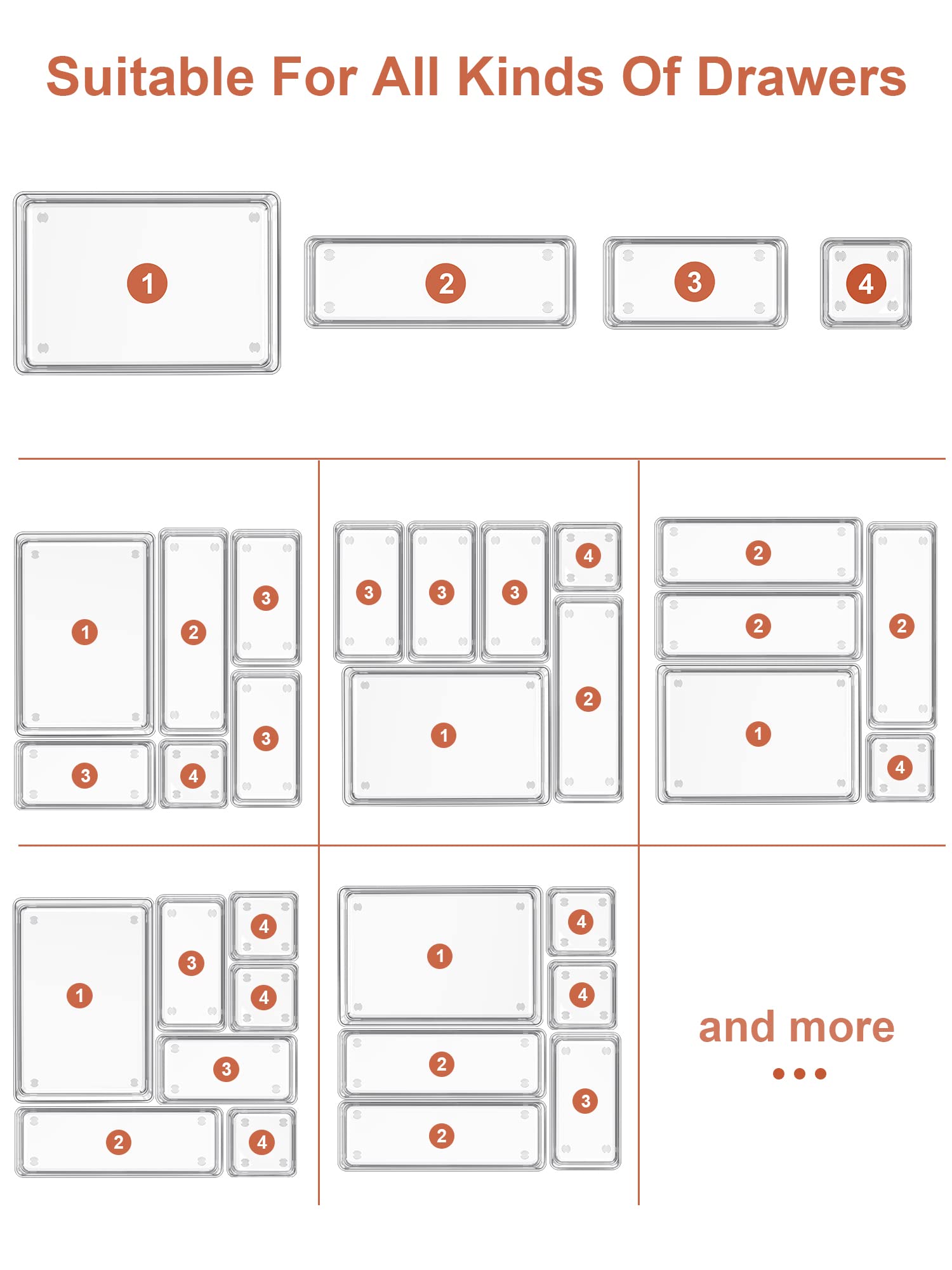 SMARTAKE trays next to a ruler showing exact sizes for accurate drawer planning