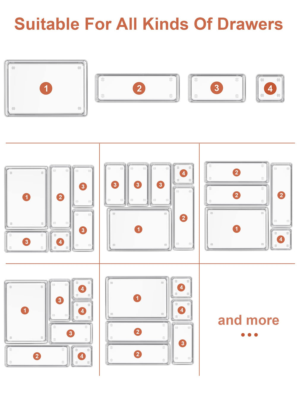 SMARTAKE trays next to a ruler showing exact sizes for accurate drawer planning