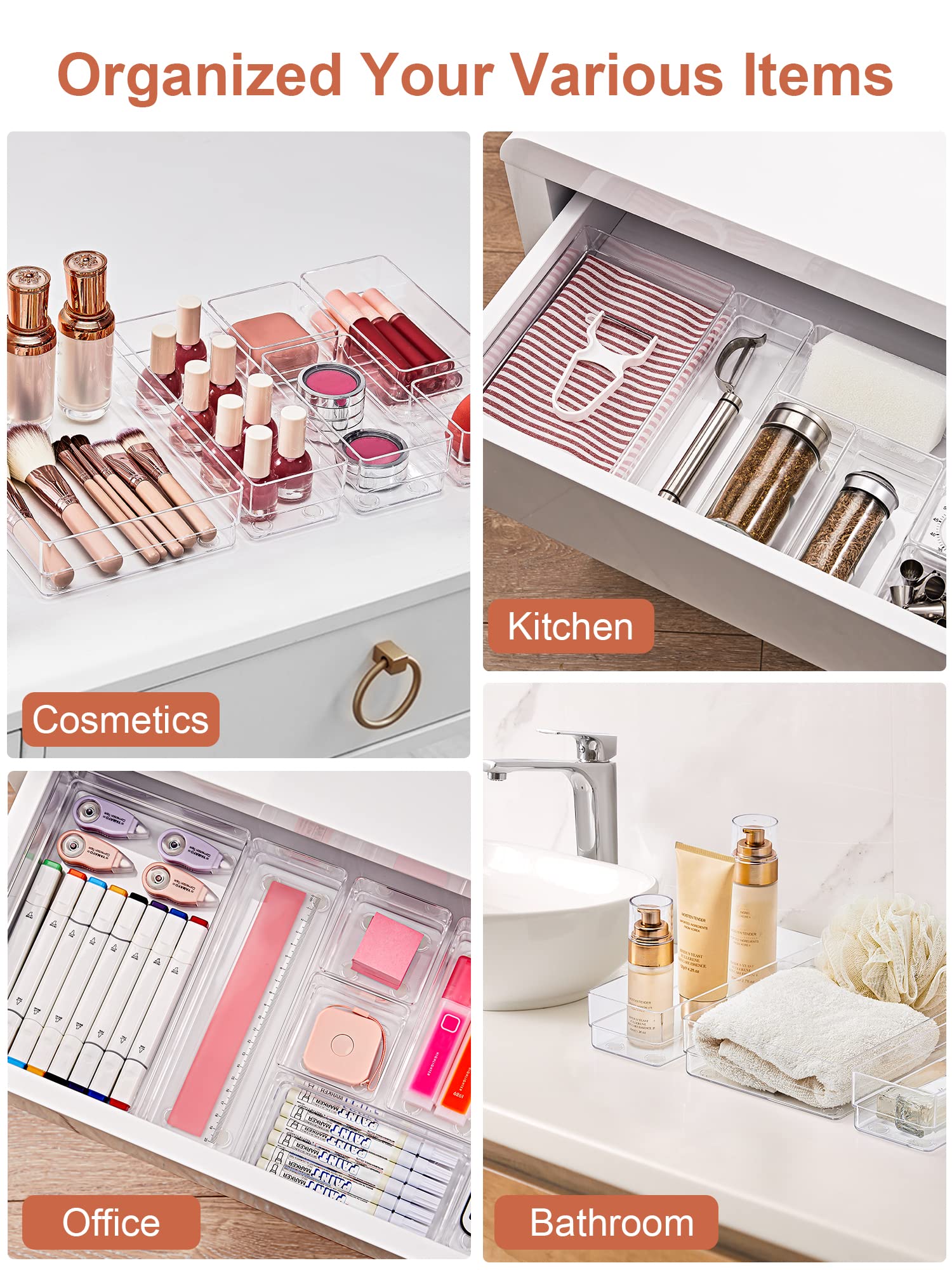 SMARTAKE small trays holding jewelry and chargers to prevent tangles and protect items