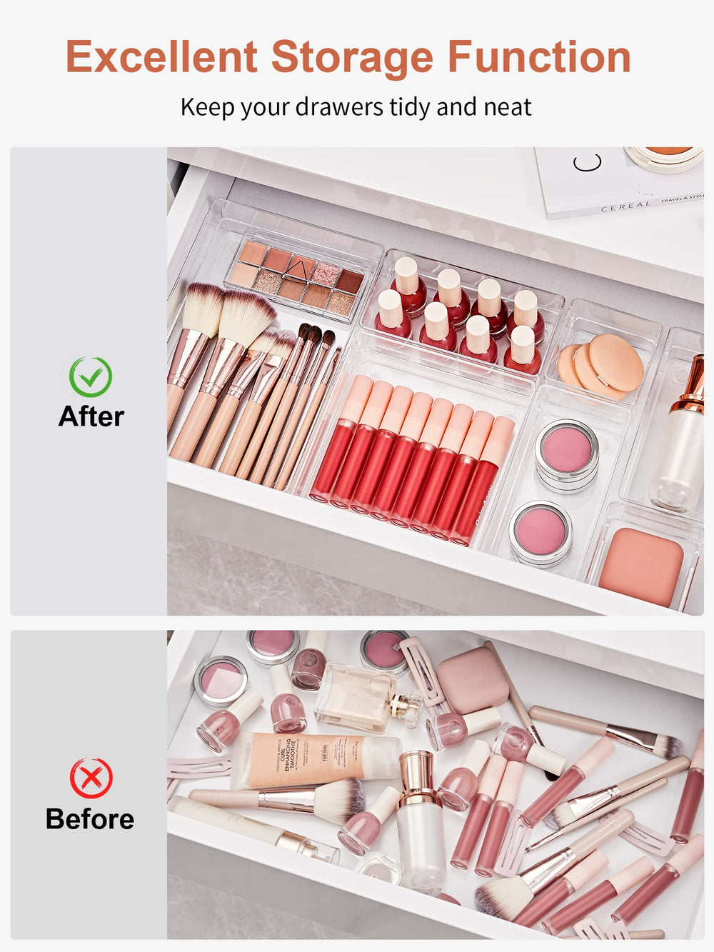 SMARTAKE stacked trays demonstrating vertical storage and space-saving advantage